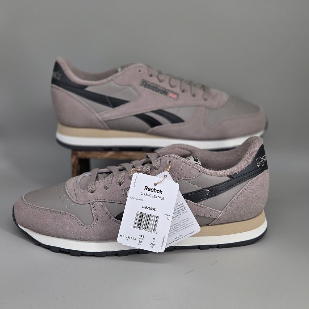 Reebok Classic Leather Unisex Size M 11 W 12.5 Grey Black Suede Retro Sneakers